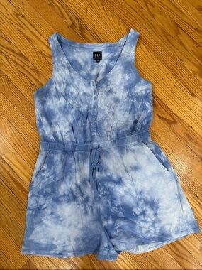 GAP Light Blue Tie-Dye Sleeveless Romper